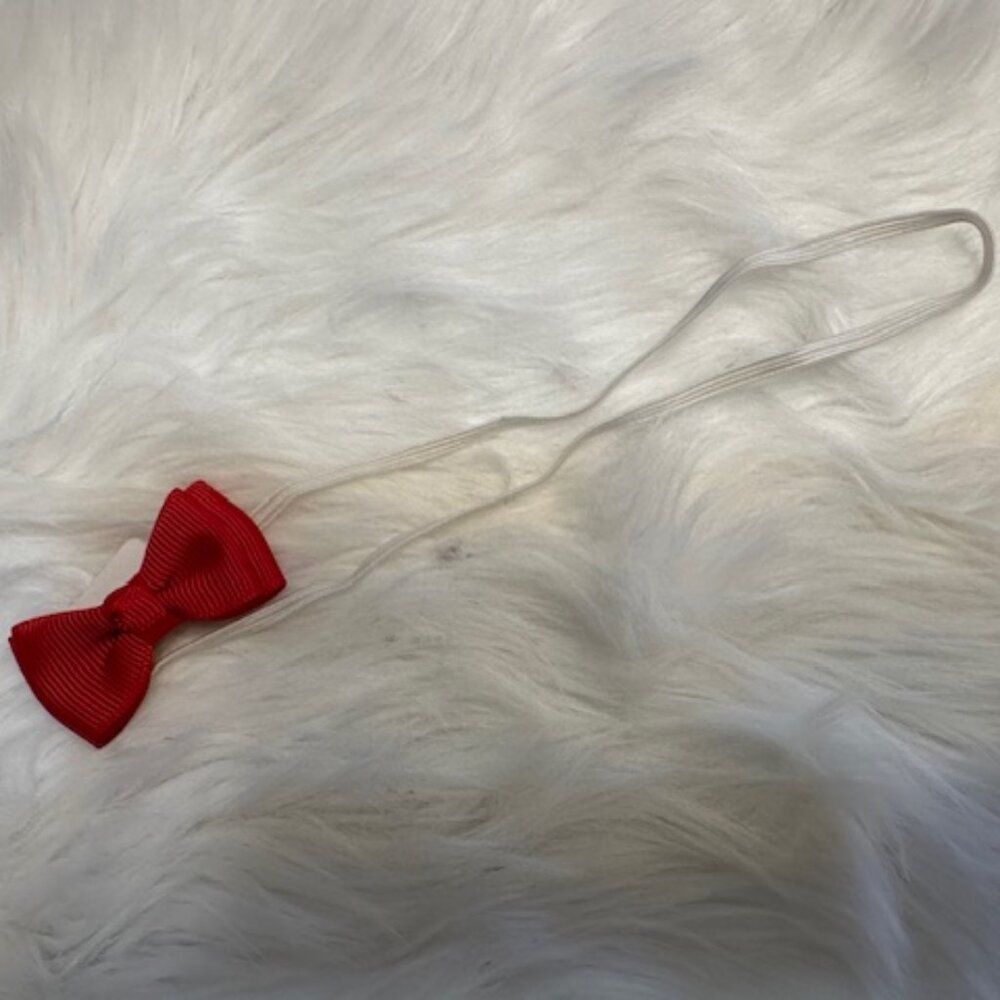 Red 2" Mini Bow on Skinny FOE elastic headband    7579  handmade NWT